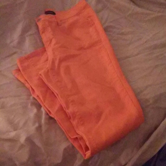 Orange stretch jeans