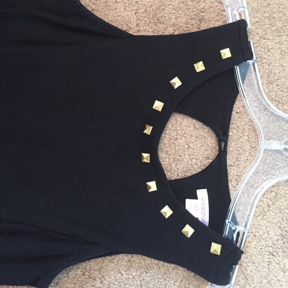 Black casual dress with gold embellishments - Picture 2 of 3