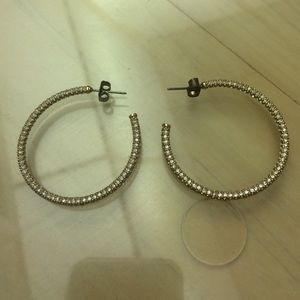 pave crystal hoop earrings