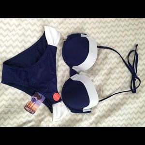 NWT Forever 21 Navy and White Bikini
