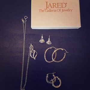 Necklace and three pairs of earrings