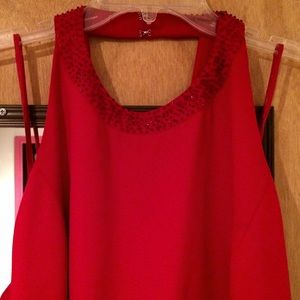 Reggio Long Red Dress Beaded neckline /back