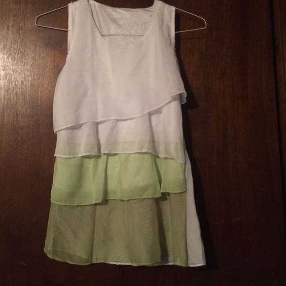 White to green ombré blouse