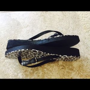 Leopard print slip ons