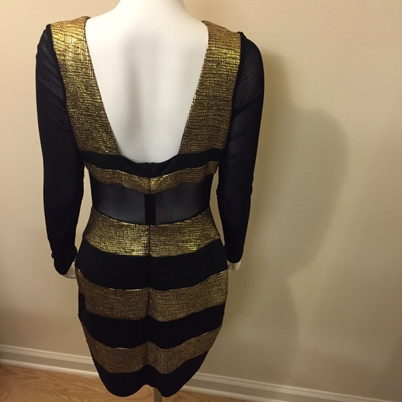 Black and Gold Mesh Dress. Evening Wear - Picture 3 of 3