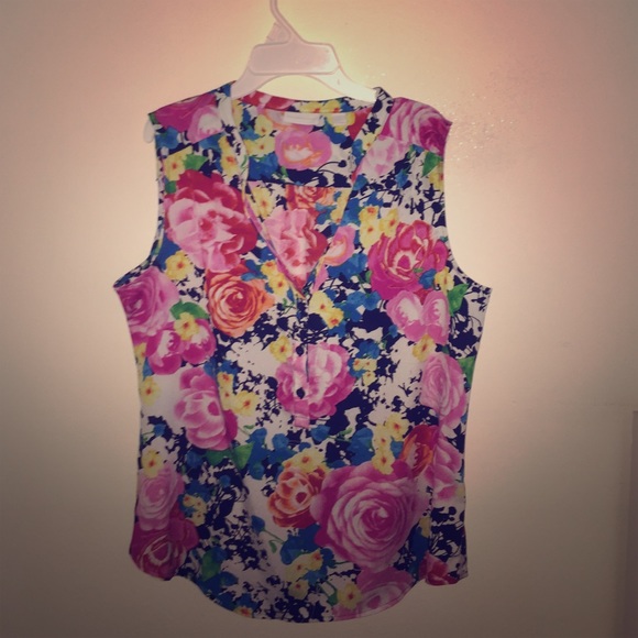 Floral, Button Up Tank Top