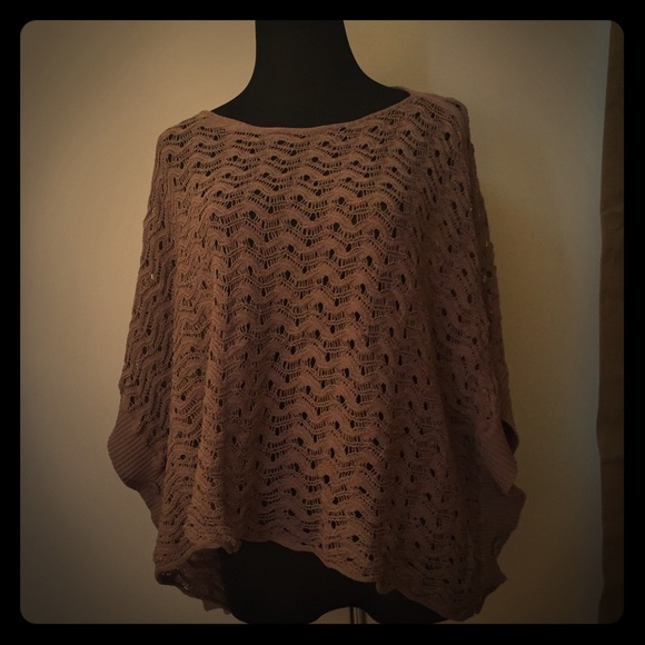 Tan crochet poncho top
