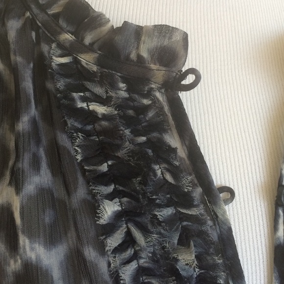 Sheer Animal Print Ruffle Top - Picture 2 of 3