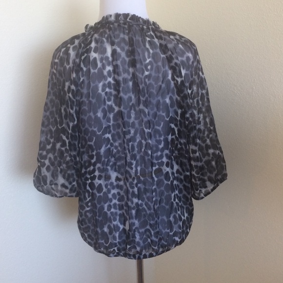 Sheer Animal Print Ruffle Top - Picture 3 of 3