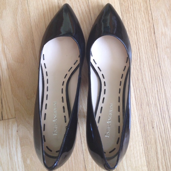 Black patent leather heels