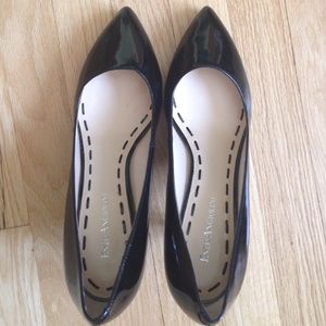 Black patent leather heels