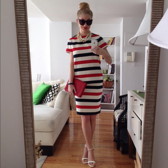 Classic red white blue striped boat neck top