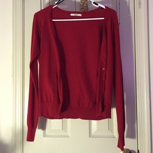 Red cardigan