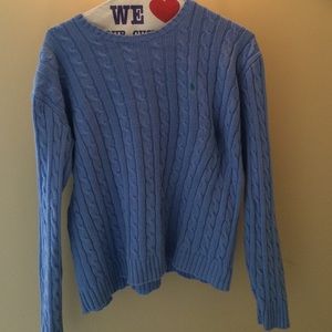 RALPH LAUREN Blue Cabled crew neck sweater💙💙