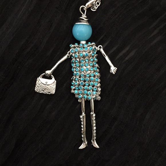 Fancy Crystal Dress Doll Pendant💃🏻long necklace - Picture 1 of 3
