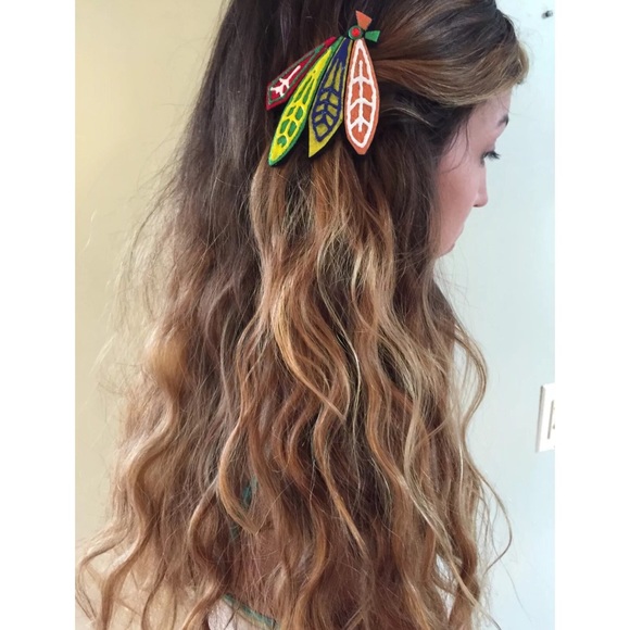 Chicago Blackhawks feathers hair clip handmade
