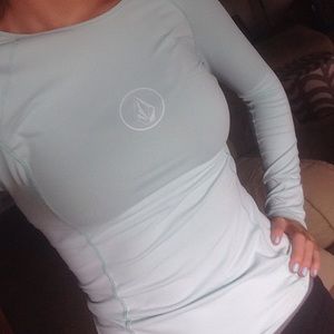 Light blue volcom rash guard
