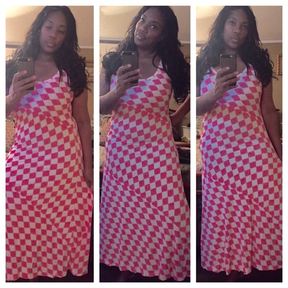 Pink and White Maxi Dress Fits Up to a Size 10!!