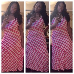 Pink and White Maxi Dress Fits Up to a Size 10!!