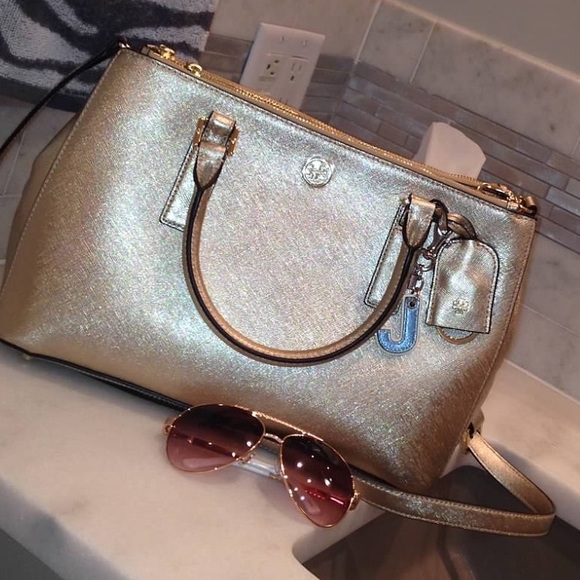 Tory burch metallic gold Robinson