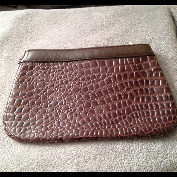 Express Chocolate Faux Patent Leather Clutch