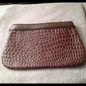 Express Chocolate Faux Patent Leather Clutch