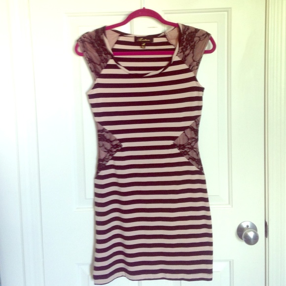 Monteau Stripes and Lace Dress