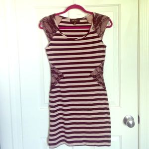 Monteau Stripes and Lace Dress