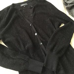 Black w/ silver glitter threads button-up cardigan