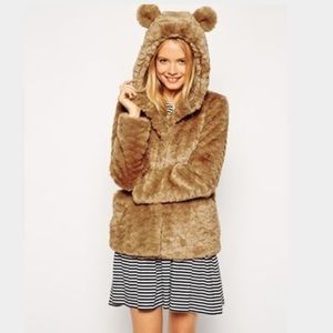 ASOS faux fur hooded coat w animal ears