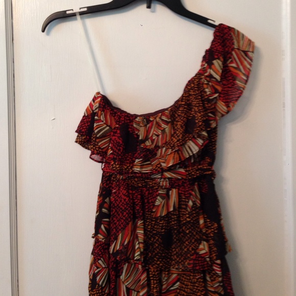 One shoulder tribal print dress