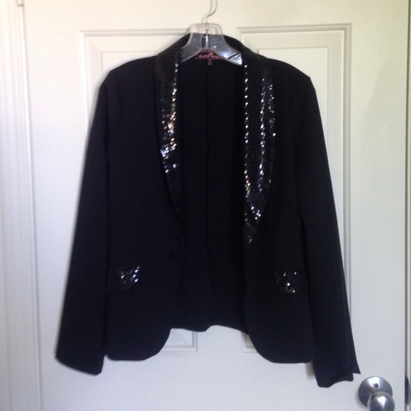 Almost Famous Black And Sequin Blazer
