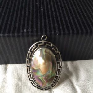 Sterling Silver Oval Pendant with Blister Pearl