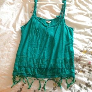 Teal, fringed tank