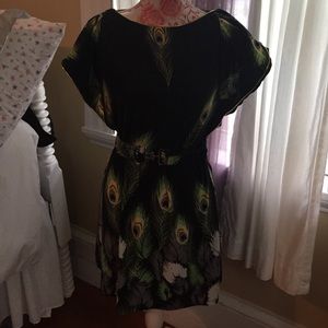 ModCloth Belted peacock dress