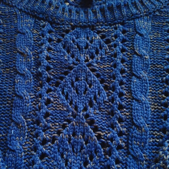 Blue Open Knit Cable Sweater - Picture 3 of 3