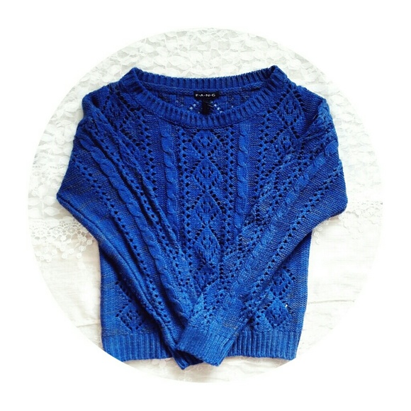 Blue Open Knit Cable Sweater - Picture 1 of 3