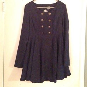 Cut Out Back Long Sleeve Dress Navy Large