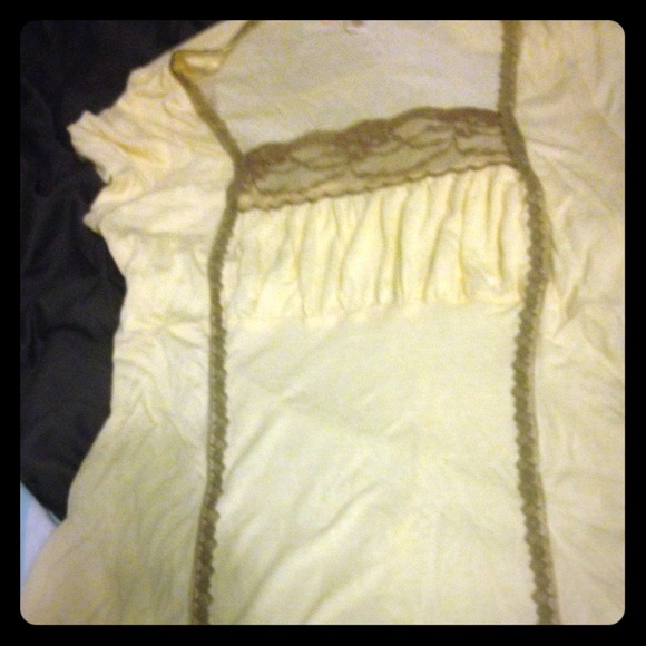 Lux pale yellow lace top