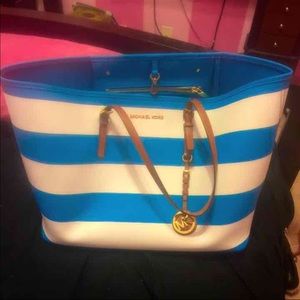 Blue and White Michael Kors Tote