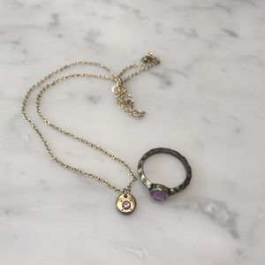 Purple pendant necklace and ring!!