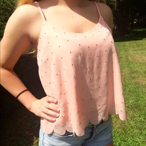 Rhinestoned Scalloped Tank Top!!