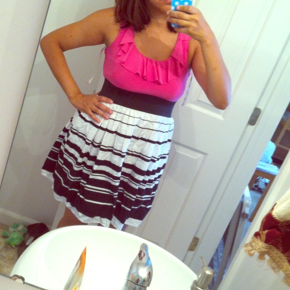 Candies pink black and white dress