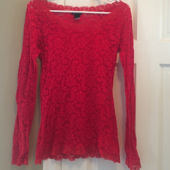 Sheer Red Lace Top