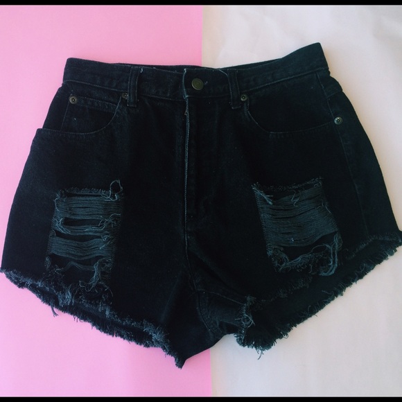 Black Distressed shorts