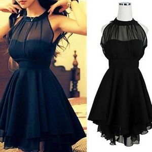 Black Halter Top Dress 👗