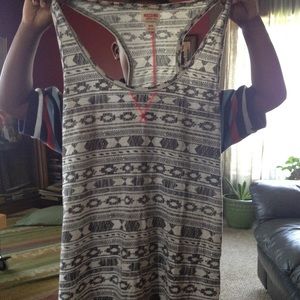Black and White Aztec Patterned Razorback Tank Top