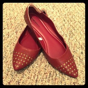 Burgundy Studded Flats
