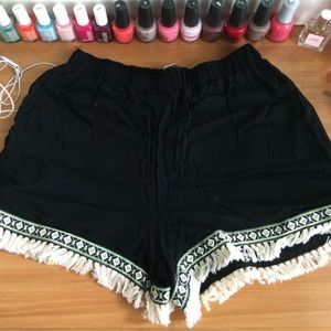 Black Shorts with tribal print on edge