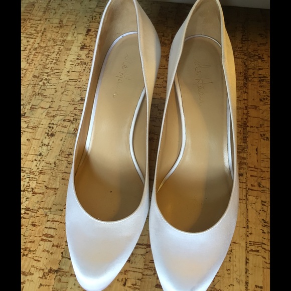 Cole Haan white satin heels